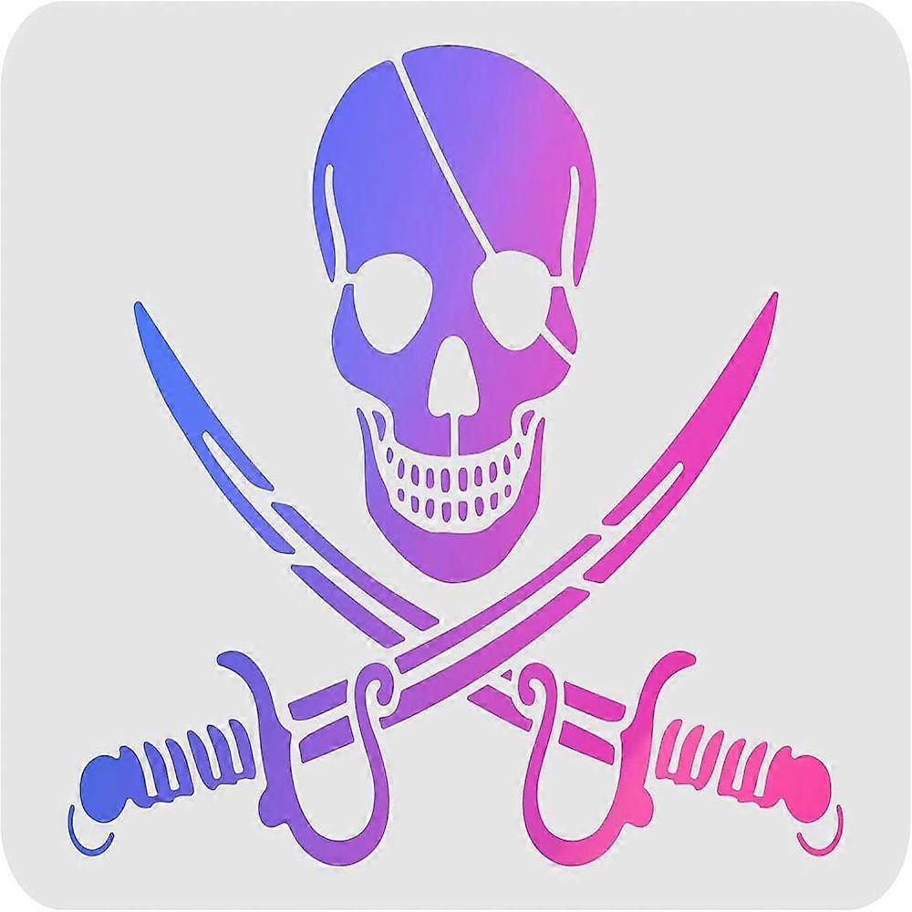 1pc Large Plastic Reusable Drawing Painting Stencils Templates for Painting on Scrapbook Fabric Tiles Floor Furniture Wood Rectangle Skull Pattern 297