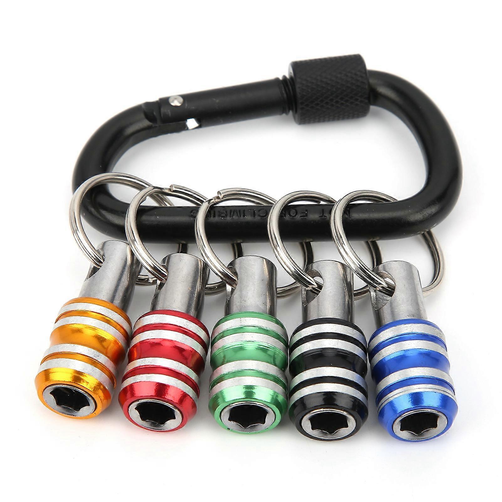 DEWIN Keychain Screwdriver Bit Holders, 5Pcs Keychain Screwdriver Bit Holders Aluminum Alloy 3Slot 1/4in QuickRelease Tool