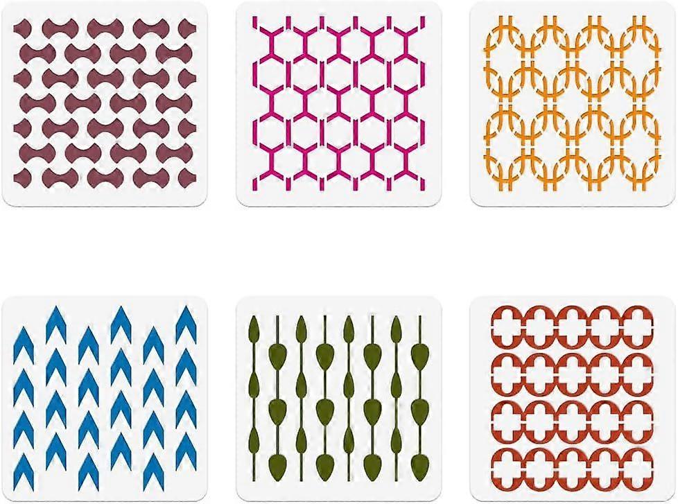 6 Pcs 6 Styles Mixed Texture Painting Stencils 11.81x11.81 Inch Reusable DIY Art and Craft Stencils Hollow Out Drawing Painting Template for Painting
