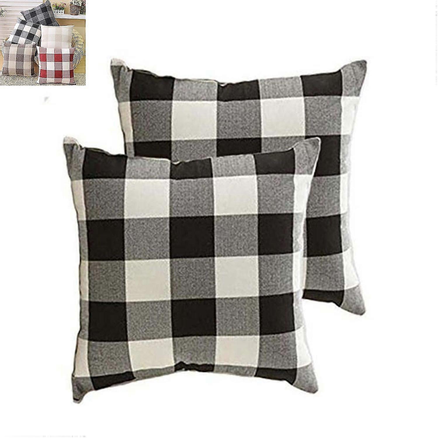Decor μαύρο και άσπρο μπάφαλο πούλια καρό λινό ρίξει μαξιλάρι κάλυμμα μαξιλαριού