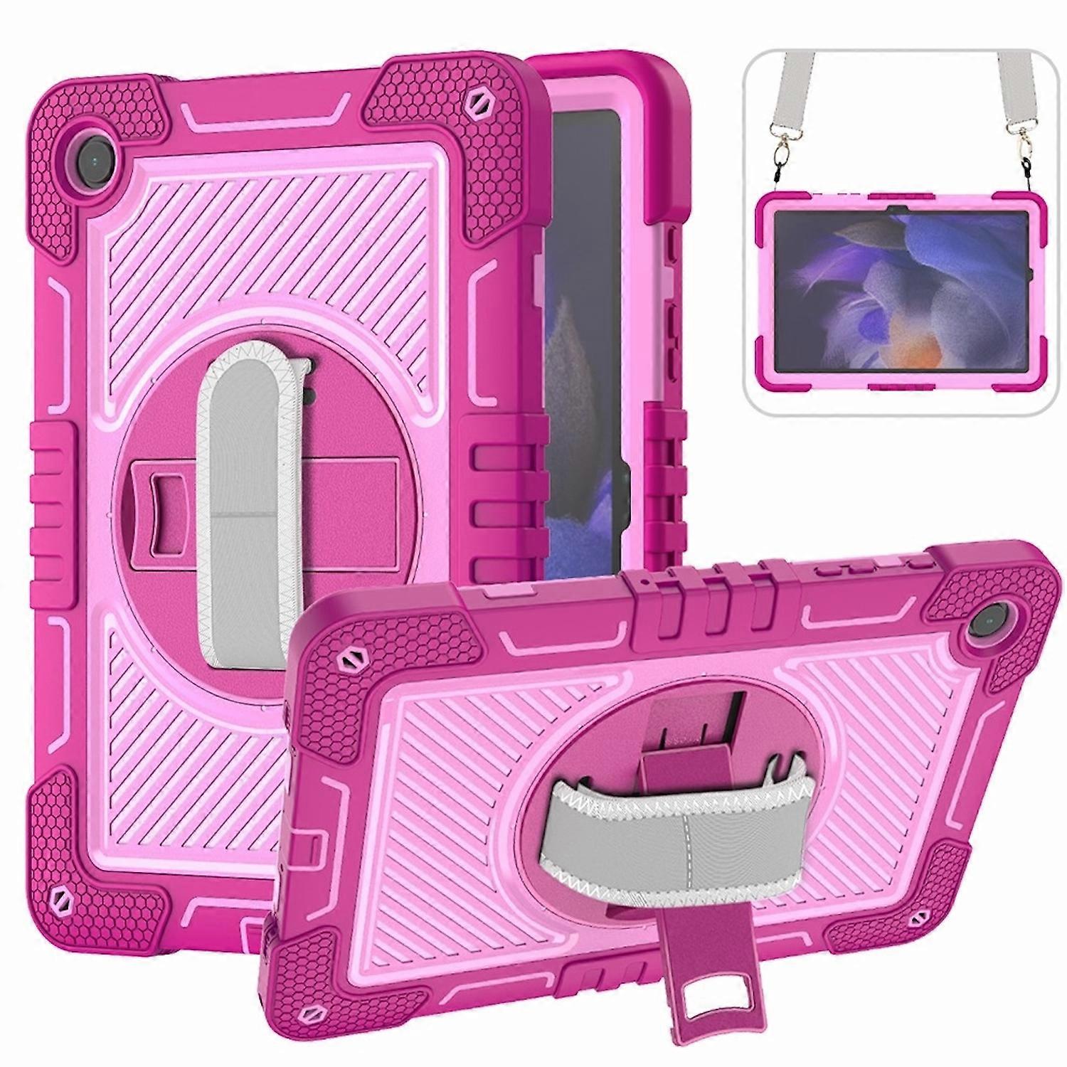 For Samsung Galaxy Tab A9 Plus Pitchable Outdoor Hybrid Pink / Pink 360 Degree with Holding Loop Tablet Case