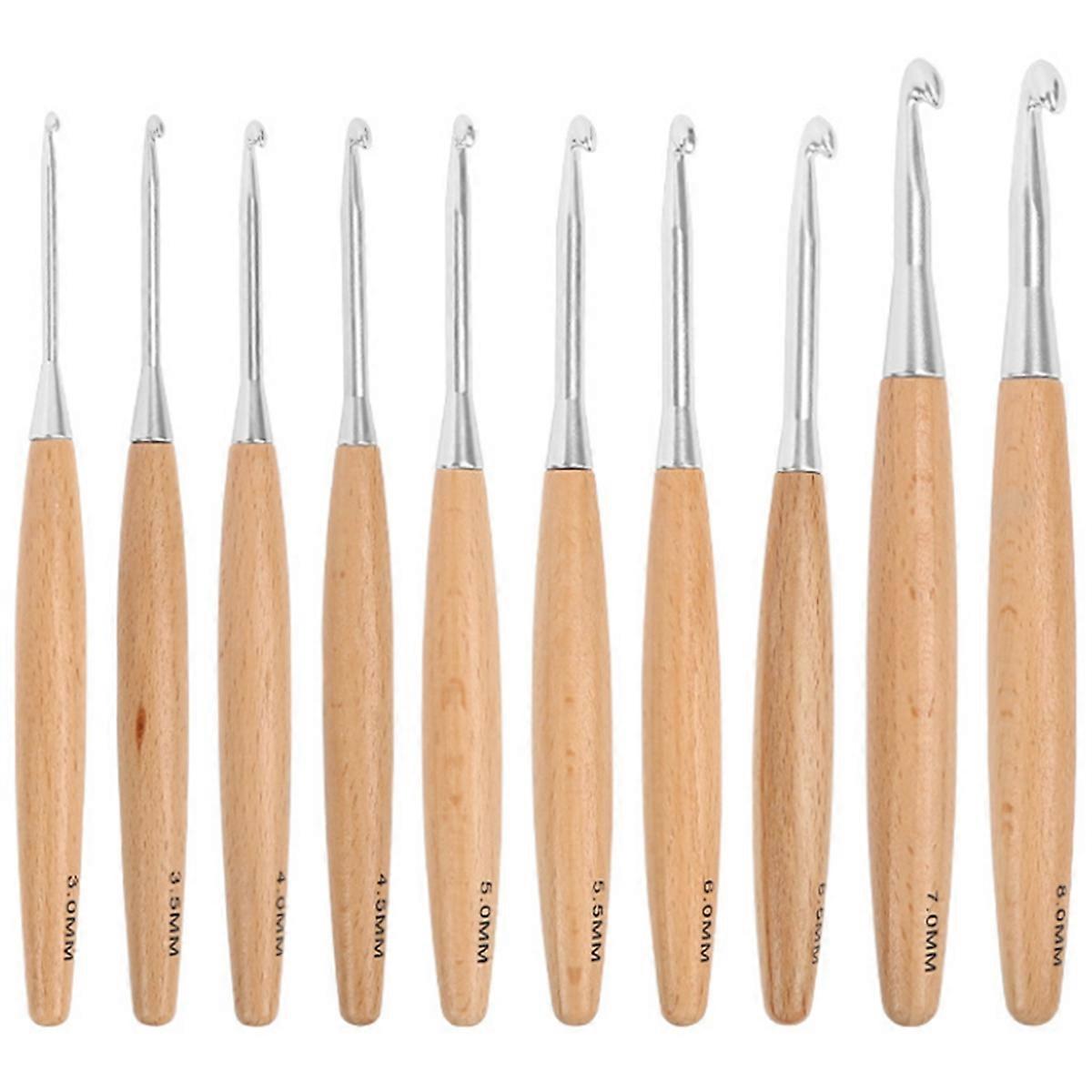 Big Crochet Hooks Set with Beech Wood Handle, Large Crochet Hooks for Chunky Yarn