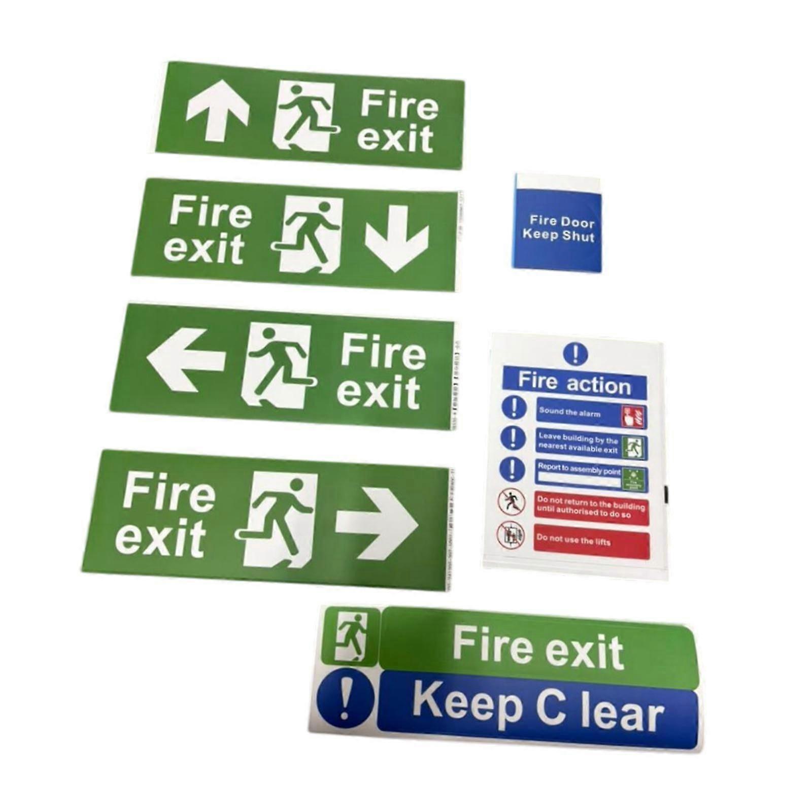 7Pcs Sortie d’incendie Signe Autocollants Instructions Feu Signe Autocollant pour Escalier