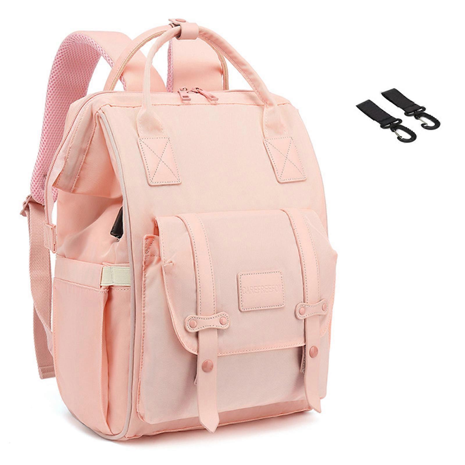 Diaper Bag USB Coral Color with Hooks