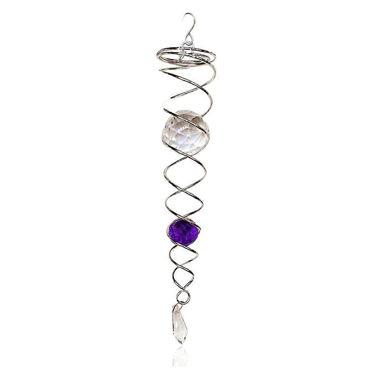 Purple Gazing Ball Spiral Tail Wind Spinner Stabilizer, Decorative Spiral, Spiral Wind Spinner, Garden Decoration