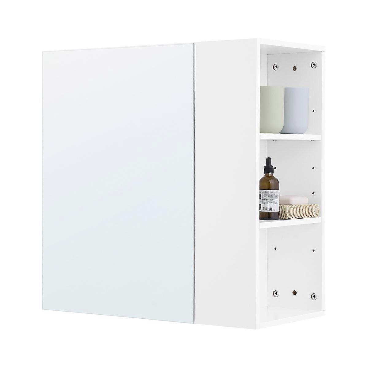 SoBuy BZR184-W, Μπάνιο Ντουλάπι καθρέφτη τοίχου Επιτοίχιο ντουλάπι μπάνιου με 3 ρυθμιζόμενα πλευρικά ράφια και πόρτα καθρέφτη