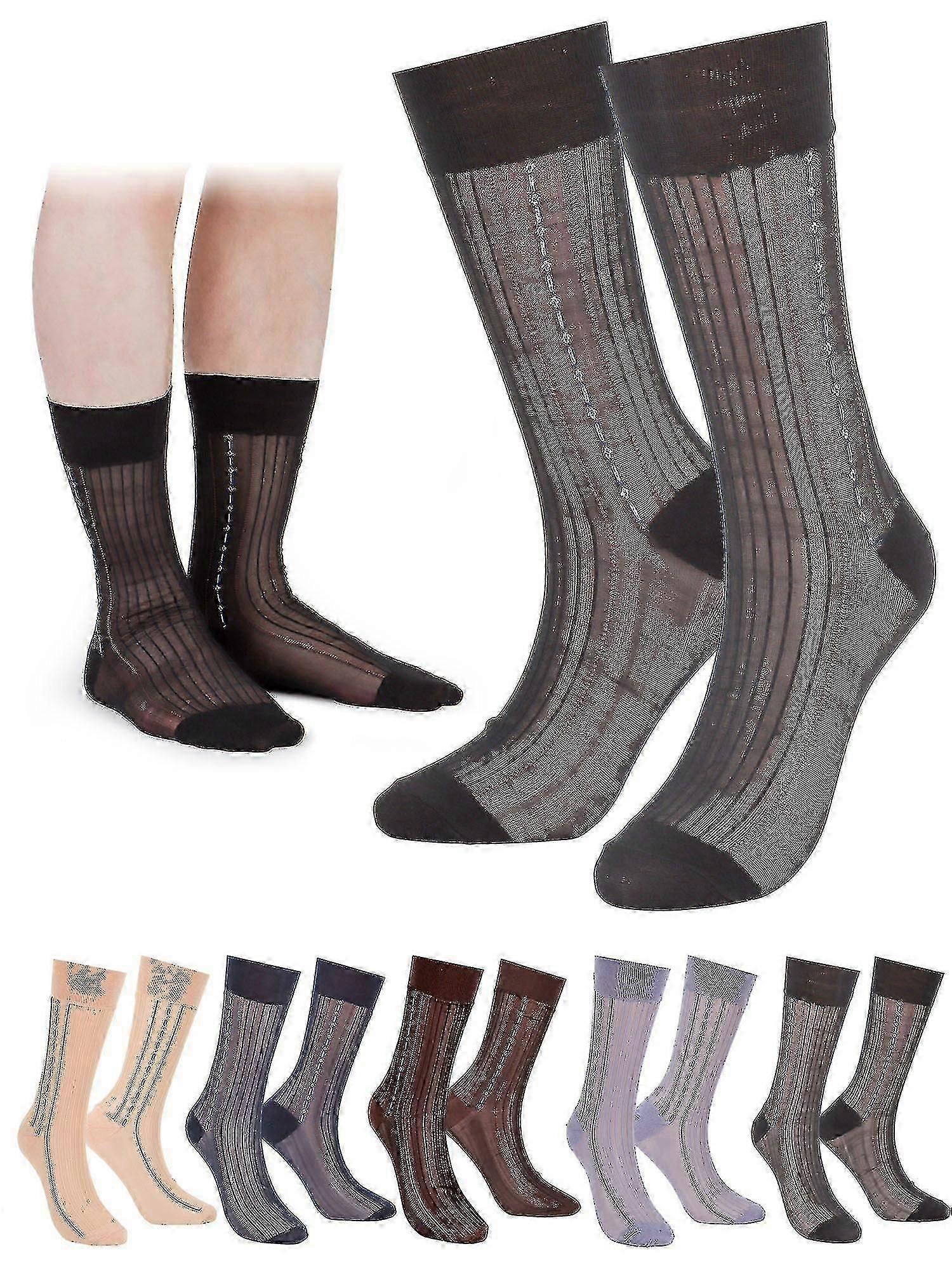 1-5 Çift Erkek İpek Çorap Şeffaf Elbise Çorap Ultra İnce Naylon İş Sox Yaz Serin Mürettebat Çorap (siyah)