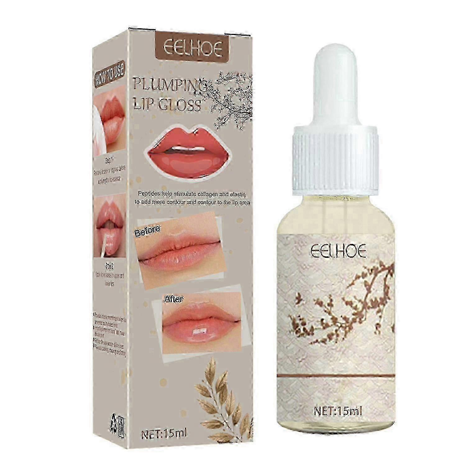 EELHOE Lip Plumping Gloss 15ML/Bottle Hydrating Nourishing Invigorating High-Shine -