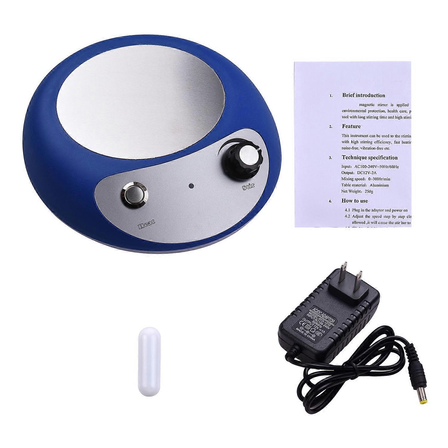 Mini Magnetic Stirrer Hot Plate Mixer Heating Stirring Machine Speed Adjusting with Stir Bar 2000ml 