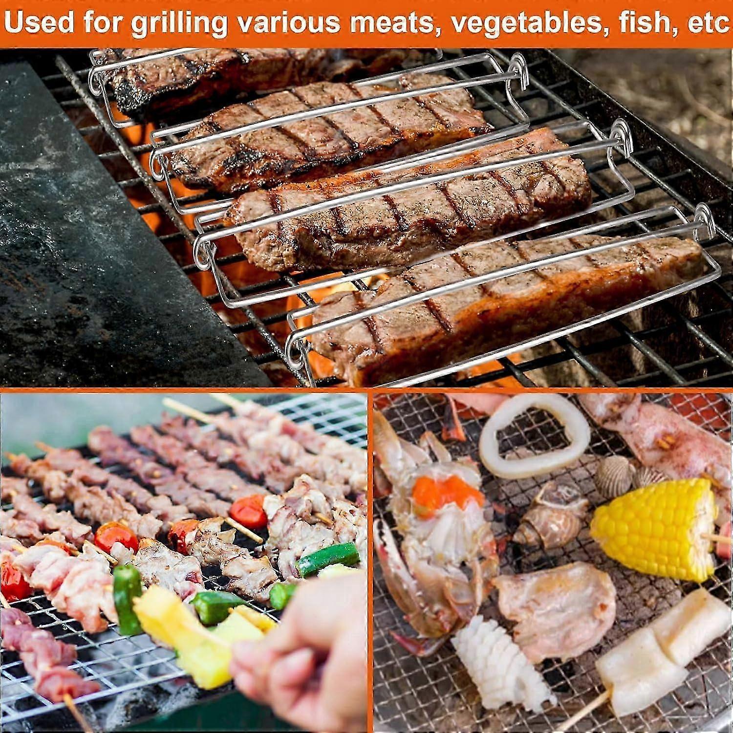 high qualityClamping Wing Rails for Grilling Chicken Wings, Wing Rails for Chicken Wings Flat Chicken Wing BBQ Fork Chicken Wing Rails for Grill, BBQ