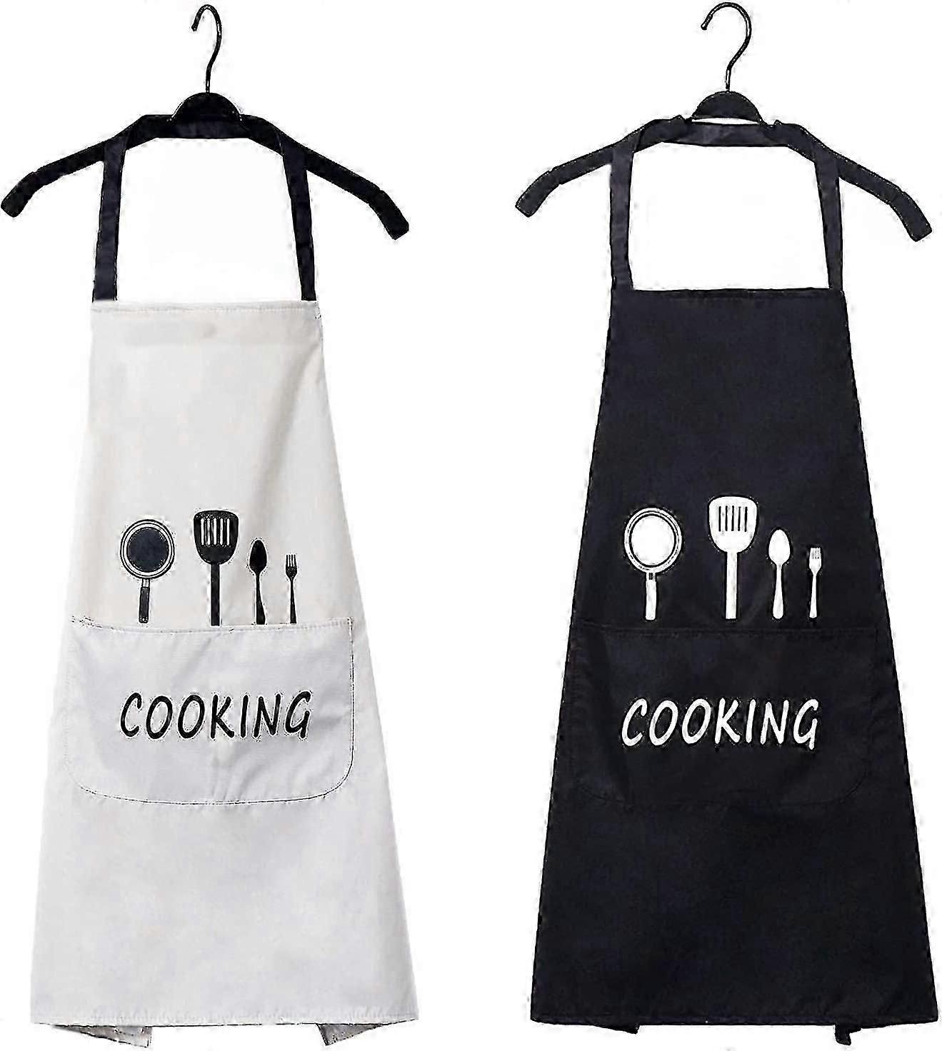 2 סינר מטבח עמיד למים, סינר גברים ונשים עם כיס לבישול מנגל מסעדת גן קפה ג