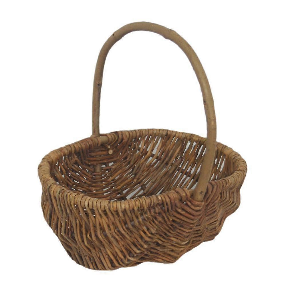 Small Rustic Unpeeled Wicker Shopping Basket