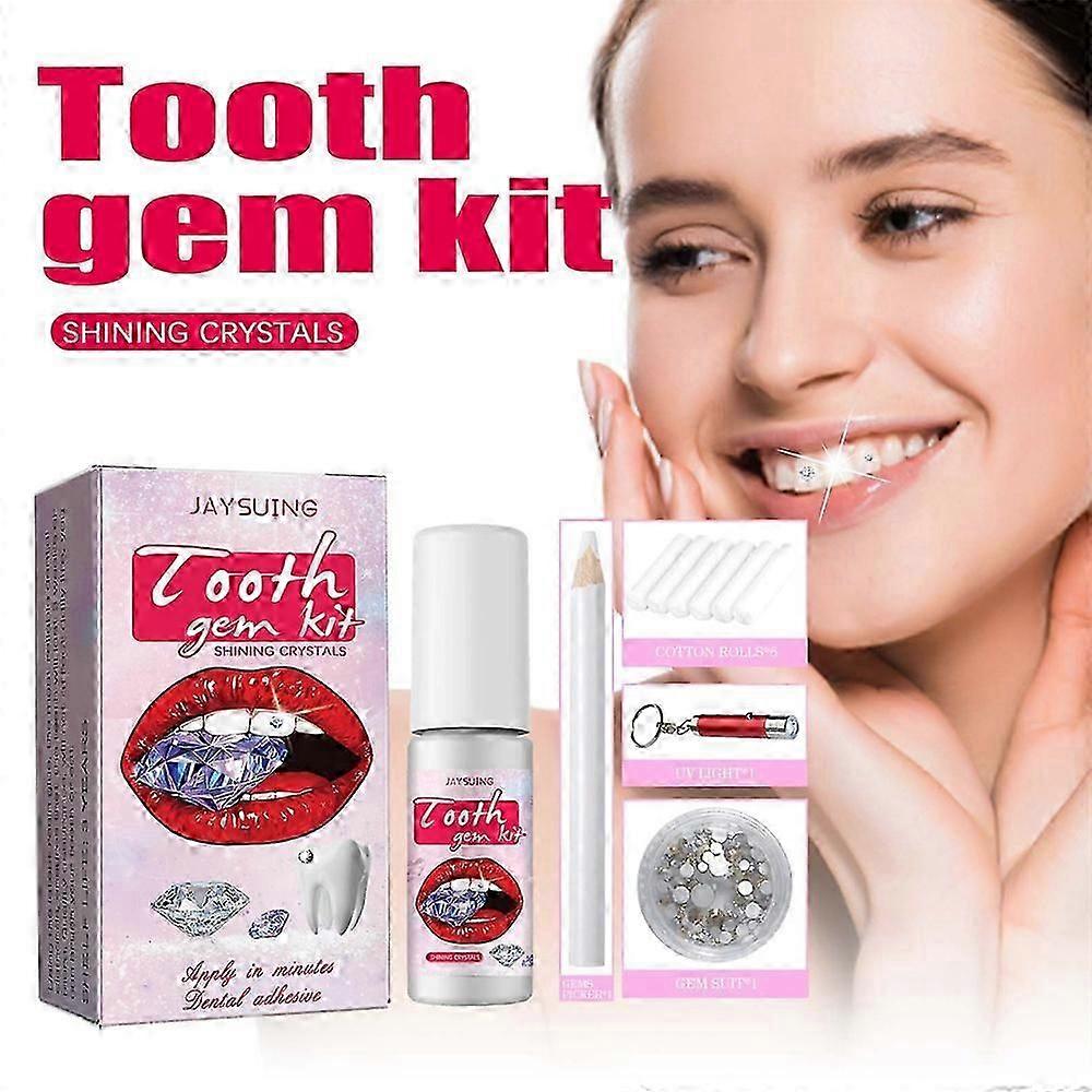 Tooth Crystal Set With Curing Lamp And Glue, 20 Piece Crystal Jewelry Starter Set-SYKJ