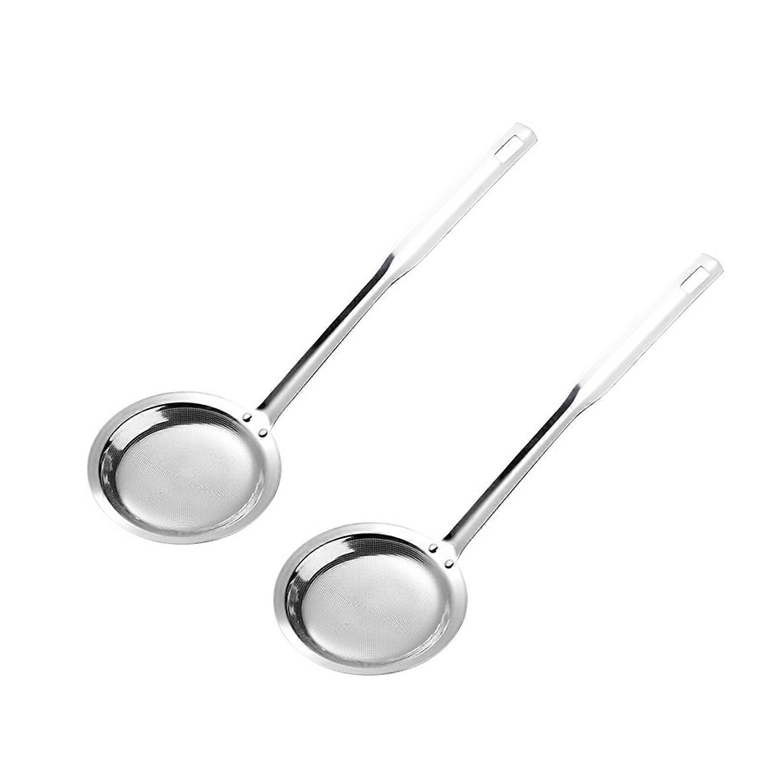 2pcs Fine Mesh Strainers Spoon with Comfortable Handle 304 Stainless Steel Flour Sieve Multipurpose Kitchen Tool  Small