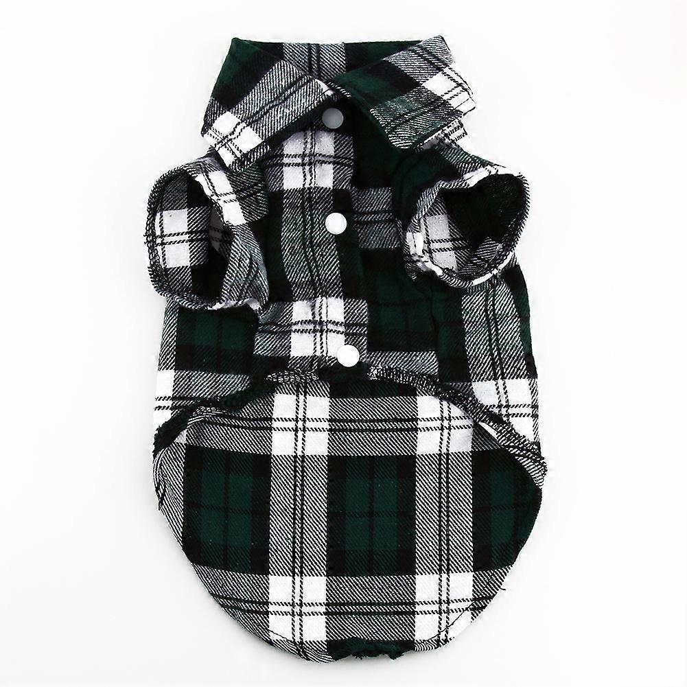 Small Pet Dog Plaid T-Shirt Coat for Puppies and Cats, Lapel Design, Comfortable Cotton Fabric, Various Sizes Available