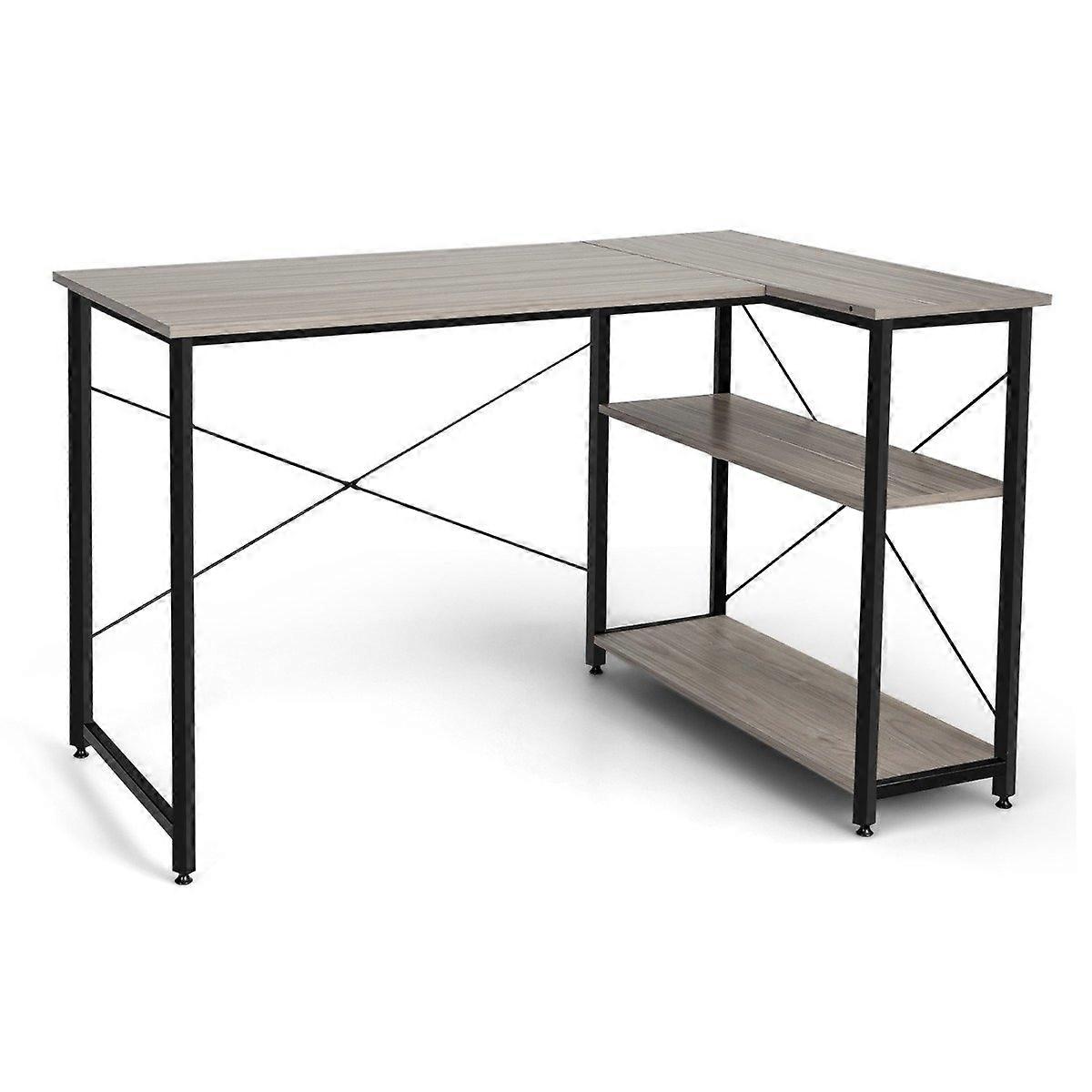L-shaped Desk Corner Computer Desk with Storage Compartment Office Desk 120 x 88 x 74.5 cm Grey