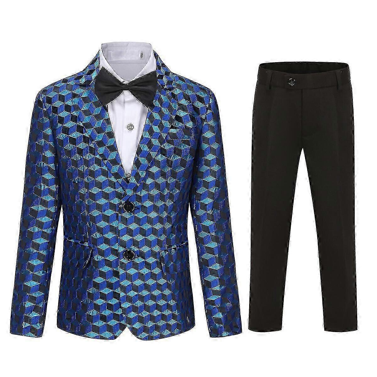 Erkek Takım Elbise 2 Adet Kontrol Desen Blazer Düğün Parti Elbise
