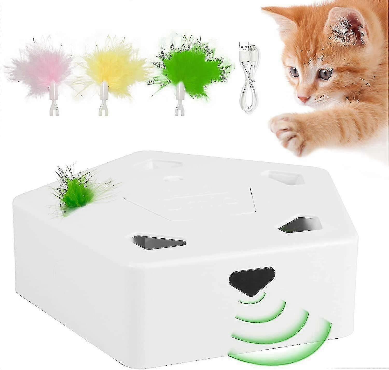 Smart Automatic 5-hole Cat Toy With Feather Refills, Improve Your Cat's Instincts With Ai-powered In