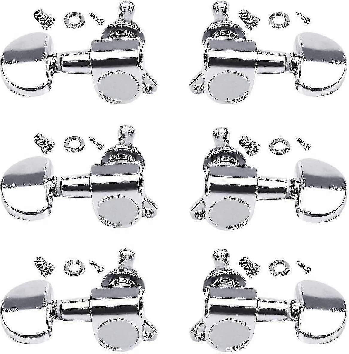 6pcs 3l3r Acoustic Guitar Tuning Pegs Machine Head Tuners, Knobs Tuning Keys, Wear-resistant, Guitar String Tuning Pegs Machine, Enclosed Locking Tune