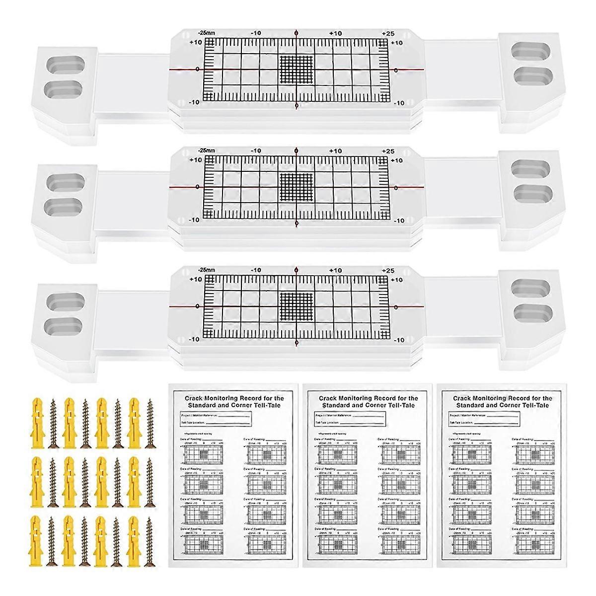 3 stuks scheurbewakingsrecord, acryl hoekverklikkermonitor, verklikkerbewakingsapparaat voor scheuren,