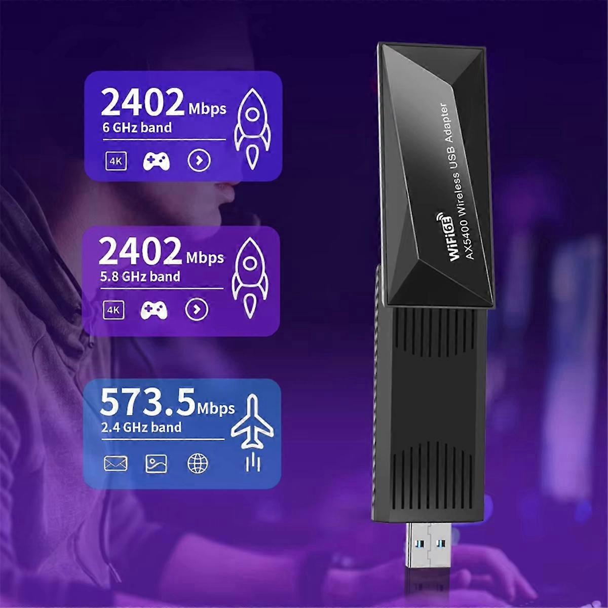 AX5400 WiFi 6E USB Adapter 5400Mbps Wireless WiFi Karte 2,4G/5G/6GHz Tri-Band USB3.0 WiFi6E Adapter f