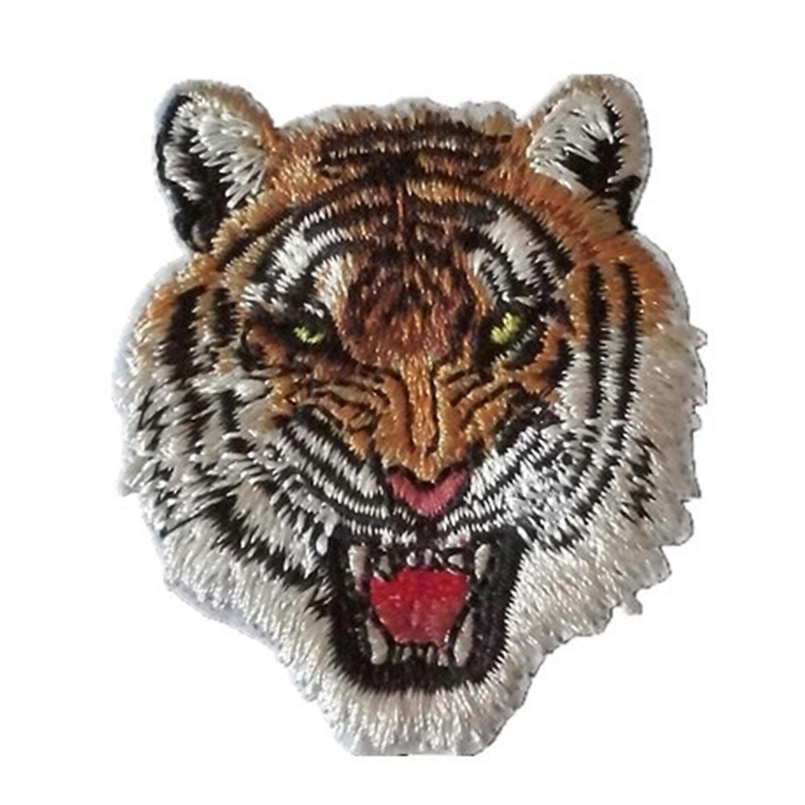Iron on Patches Roaring Striped Tiger Embroidered Patch for Motorcycle Biker Vest Sew on Appliques for Jeans Jackets S