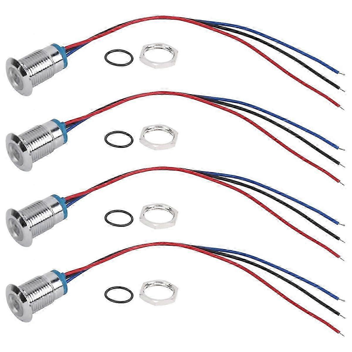 Pre-Wired LED Indicator 12mm 12V24V Dual Colors Common Anode LED Light (red Blue), Buttons and Indicators