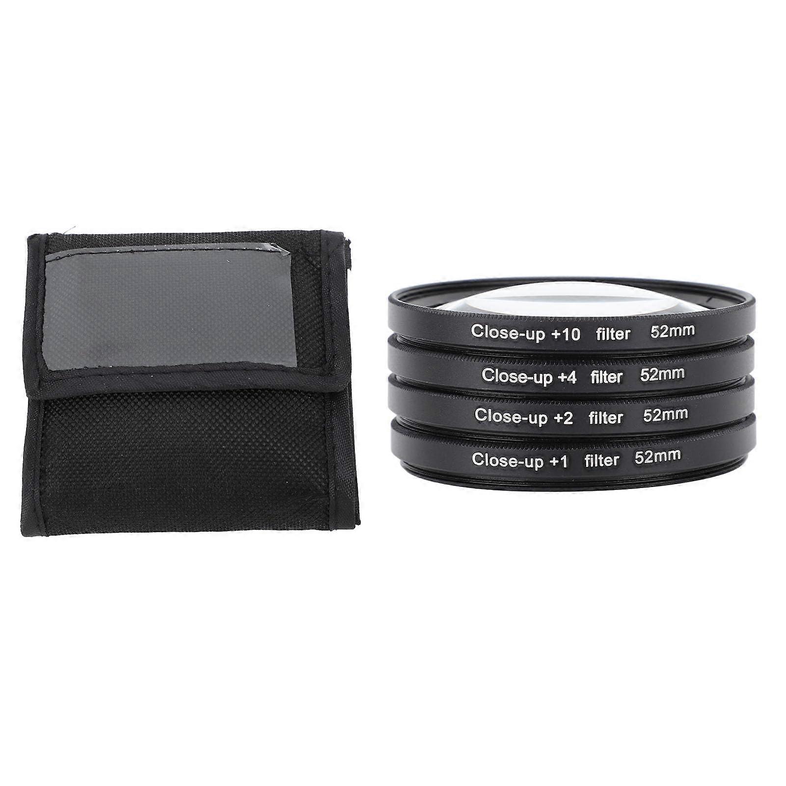 4 in 1 Close Up Filter Kit Macro Lens Set with Optical Glass for Macro Photography Fits Digital Camera 52mm
