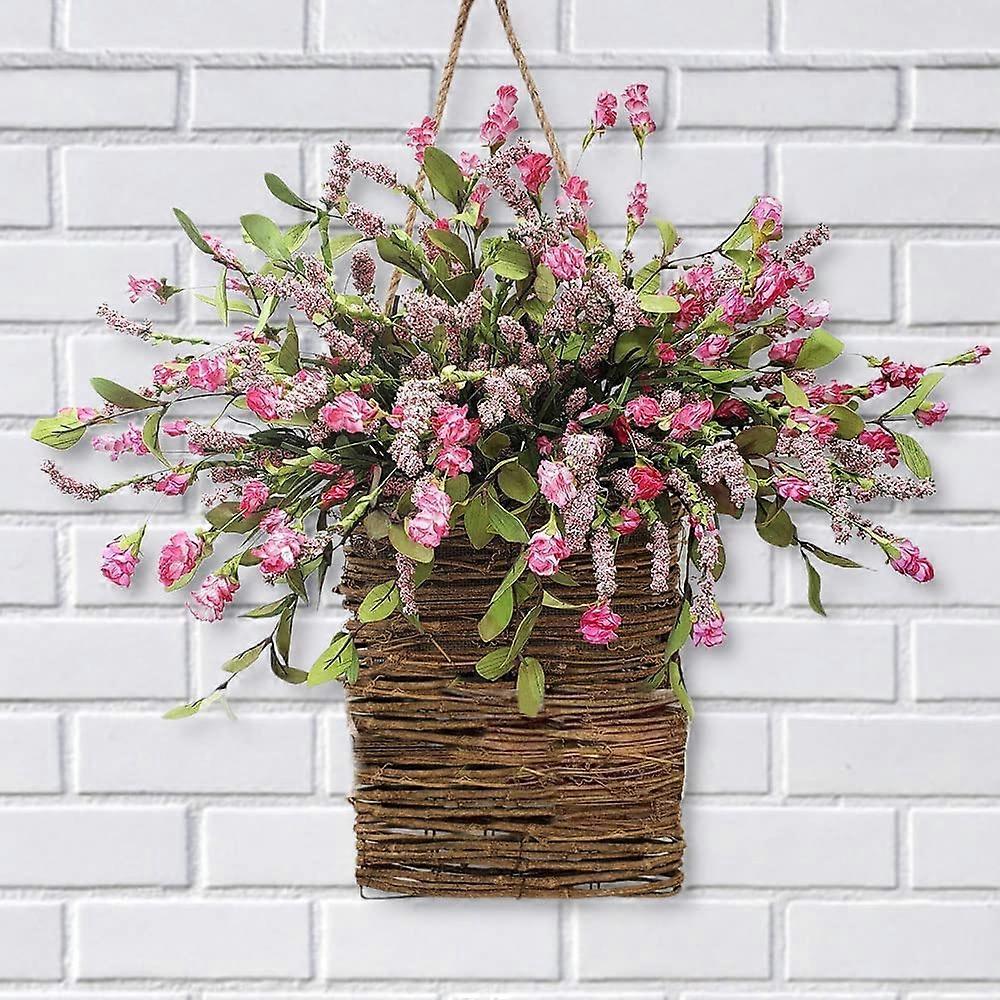 Cream Hydrangea Wreath with Pink Berry Wildflowers for Front Door Decorations Size #1