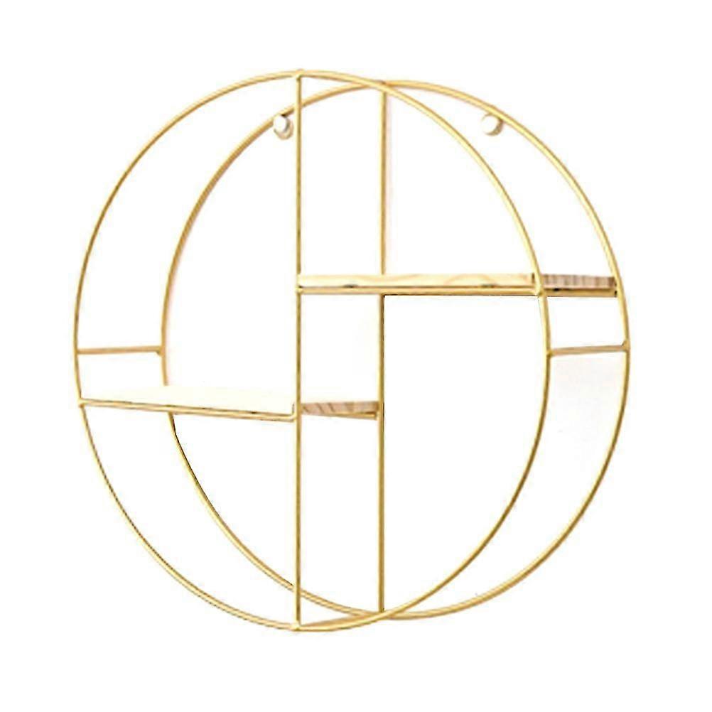 Nordic Style Round Iron Wall Shelf - Minimalist Storage Rack for Home Decor, Plants, Books, and More - Golden Finish