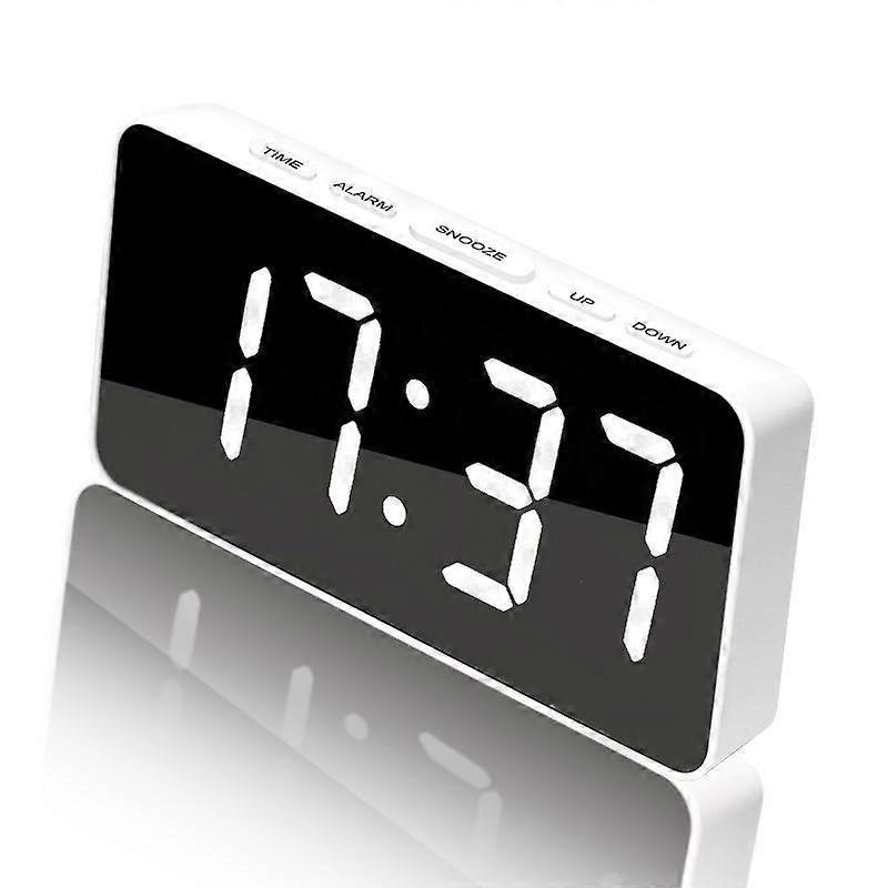 LED Mirror Digital Clock White Shell White Light