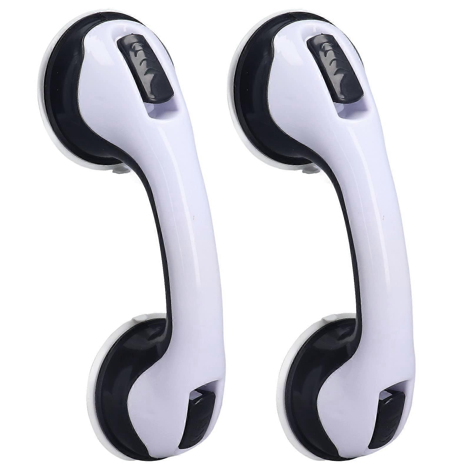 2pcs Curved Design Shower Handles, Double Lock Security,, Plastic Support Bars, for Elderly