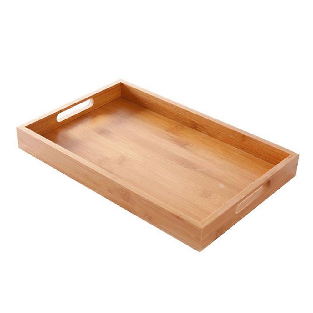 Rectangular Bamboo Tray with Handles Decorative Tea Coffee Cup Serving Tray Wooden Storage Tray for Cutlery Teapot Teacup