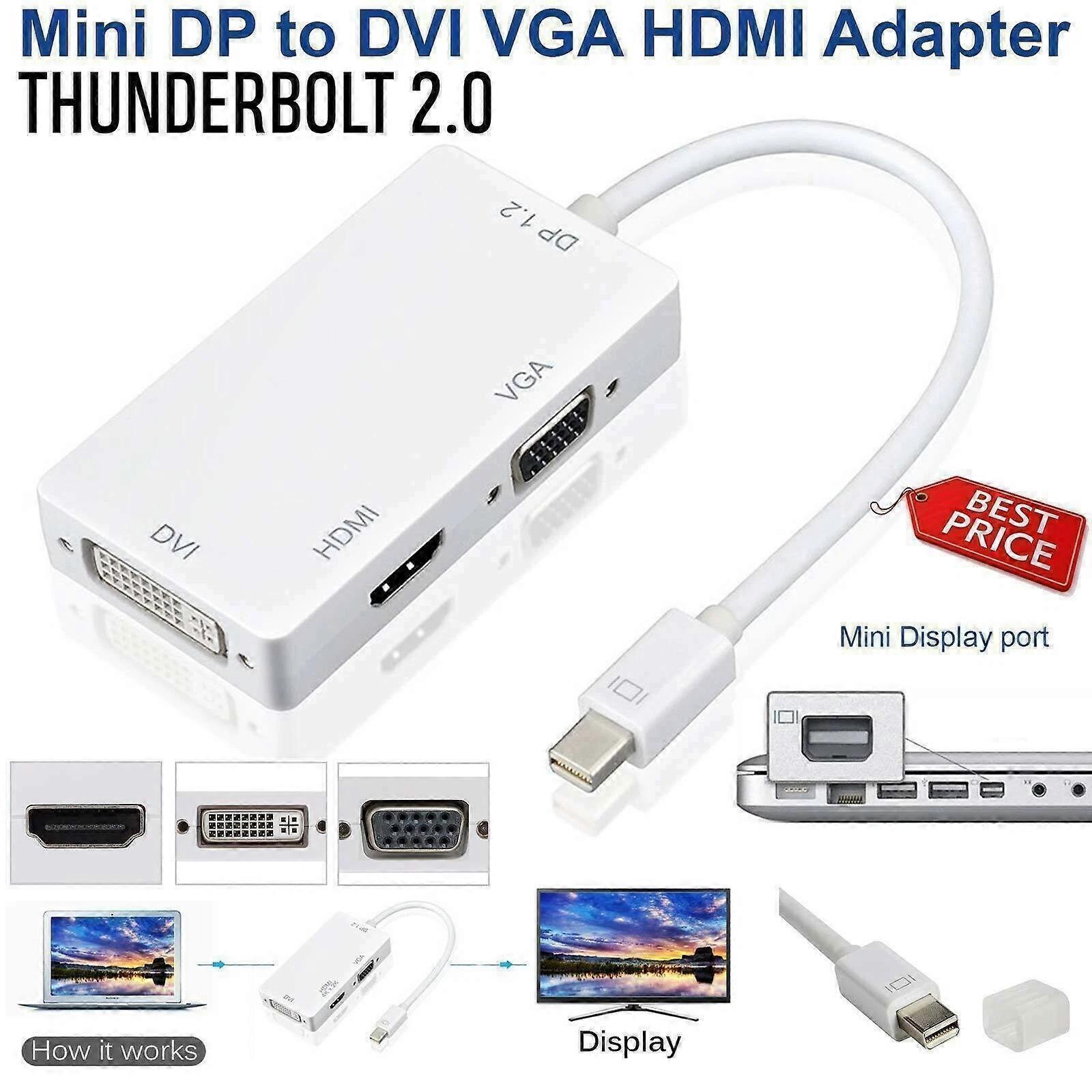 Mini Display Port(DP)Thunderbolt to Adapter HDMI VGA DVI MacBook Pro Mac Air