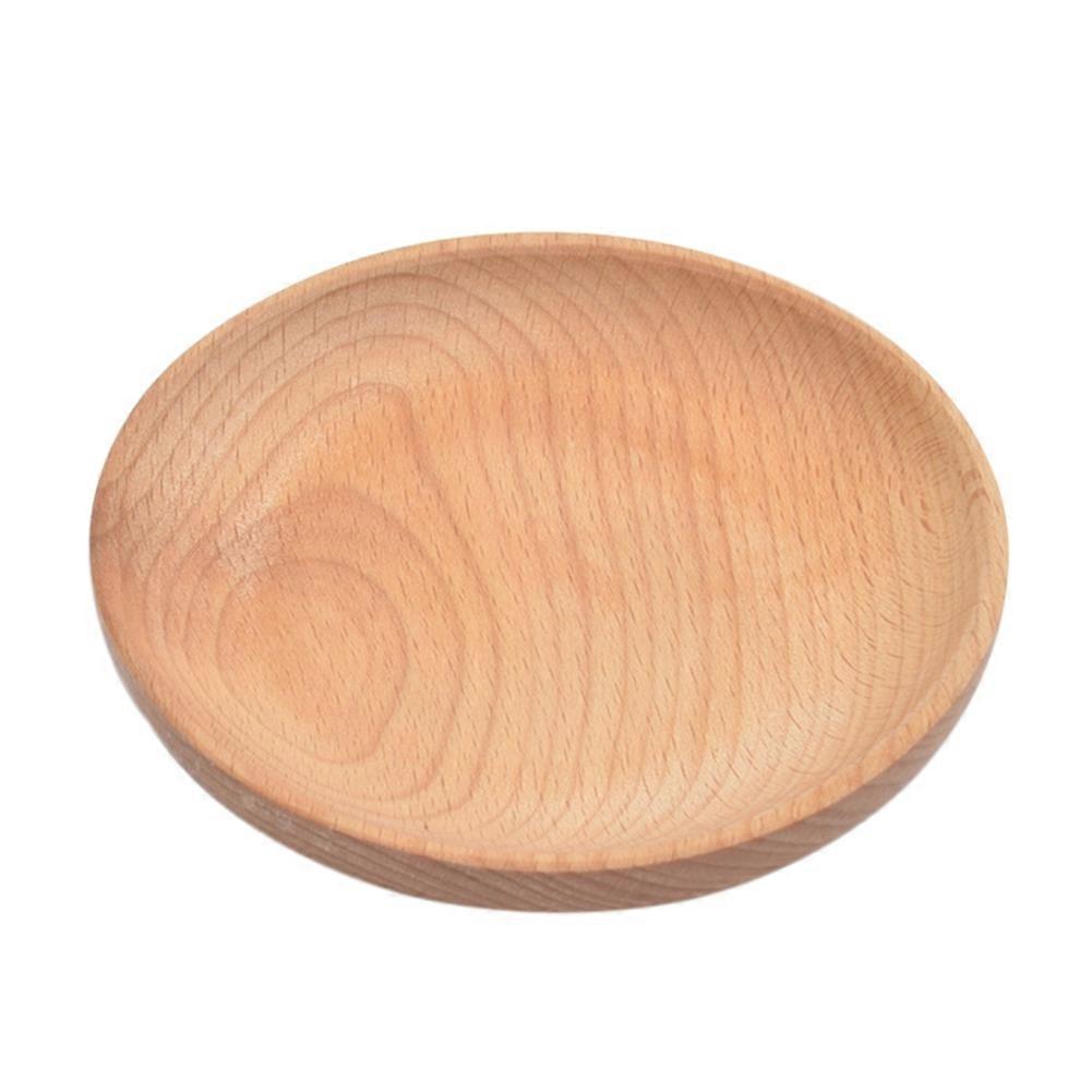 Wooden Fruit Plates Simple Retro Household Coaster Portable Placemat Round Square Snacks Bread Desserts Flatware Trays