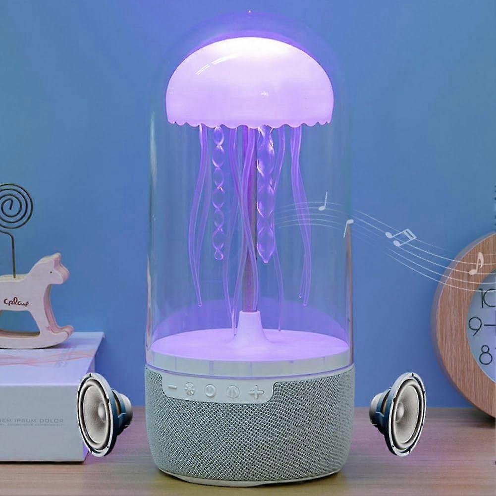 Jellyfish Bluetooth Speaker with LED Mood Lamp, 7-Color Floating Jellyfish Night Light for Bedside Use, Portable Electric Lamp