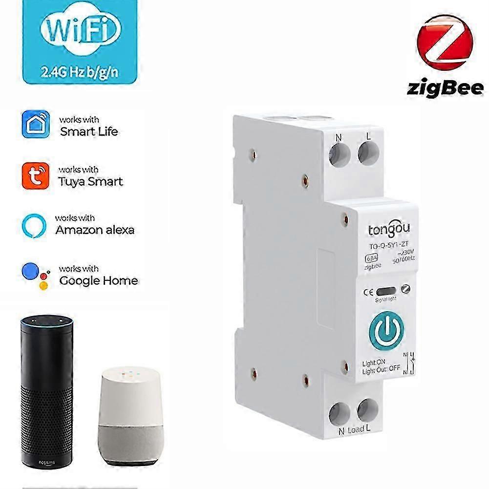 16A Tuya Wifi Smart Switch Disjoncteur de synchronisation sans fil Smart Life Control 1P