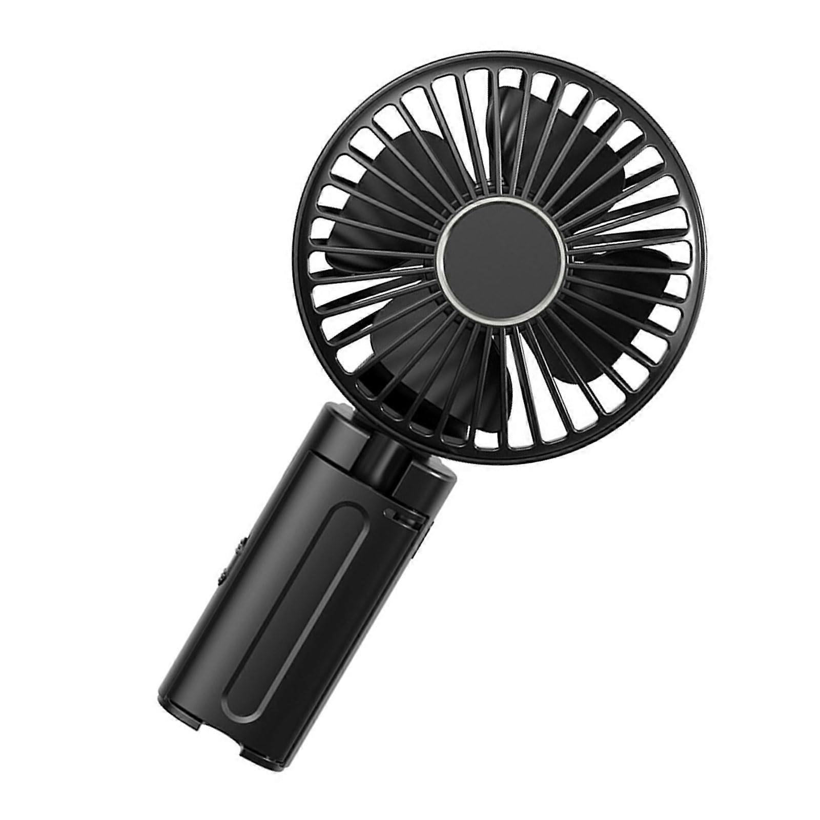 Portable Fan Clip-On Desk Fan, Foldable Handheld USB-Rechargeable, 1200mAh, 3-Speed, Black
