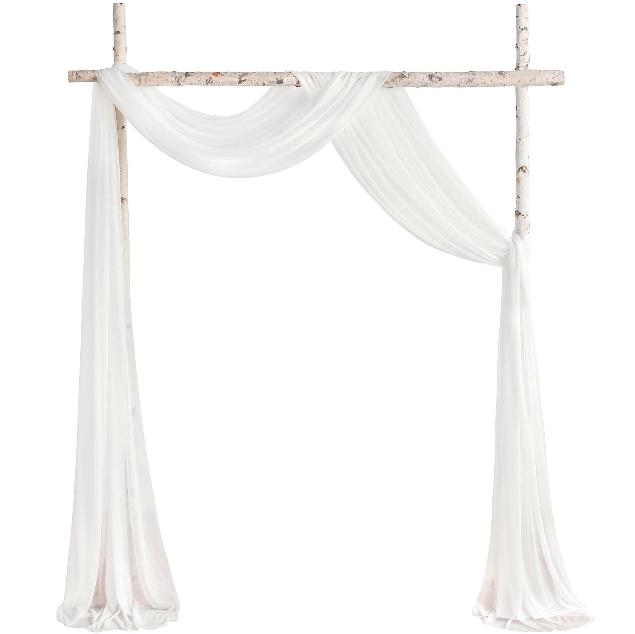 Wedding Belt Draping Fabric 20FT White Transparent Chiffon Curtain 2 Panel Ideal for Ceremony and Party Decorations