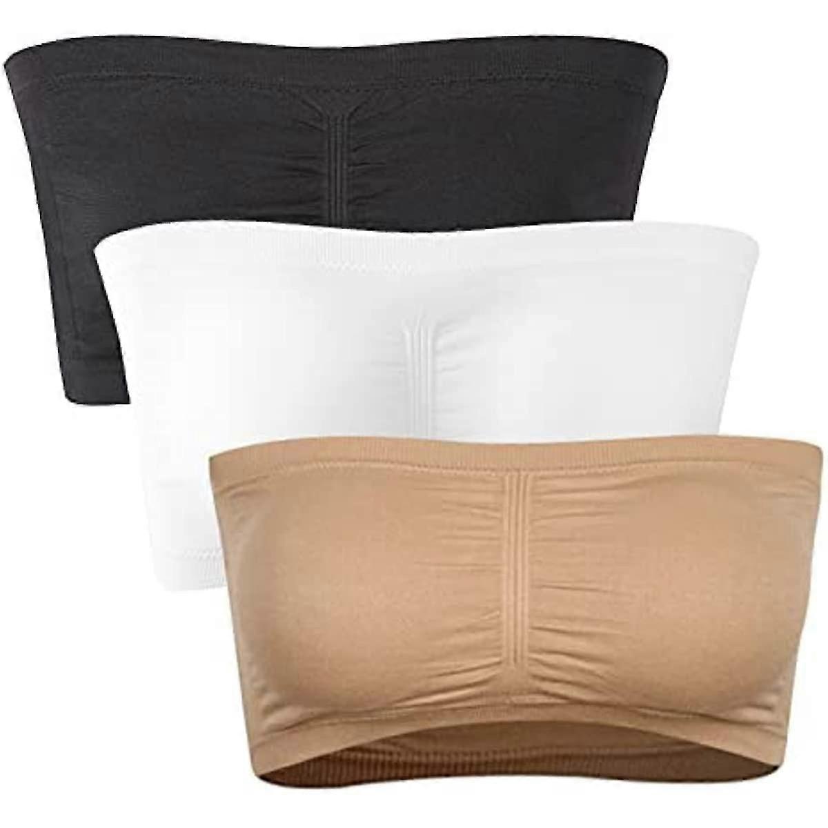 3 pachete sutiene strapless pentru femei, sutien bandeau pentru femei, căptușit fără sudură Crop Bralette Soft Comfort Wireless Bralette