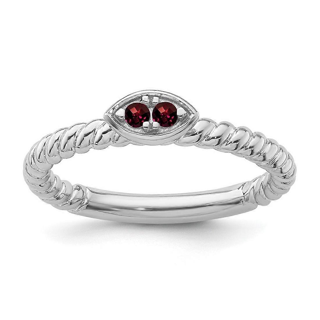 2.5mm 14k White Gold Stackable Garnet Twisted Ring-Stackable-Ring for Women - Ring Size: 5 to 8