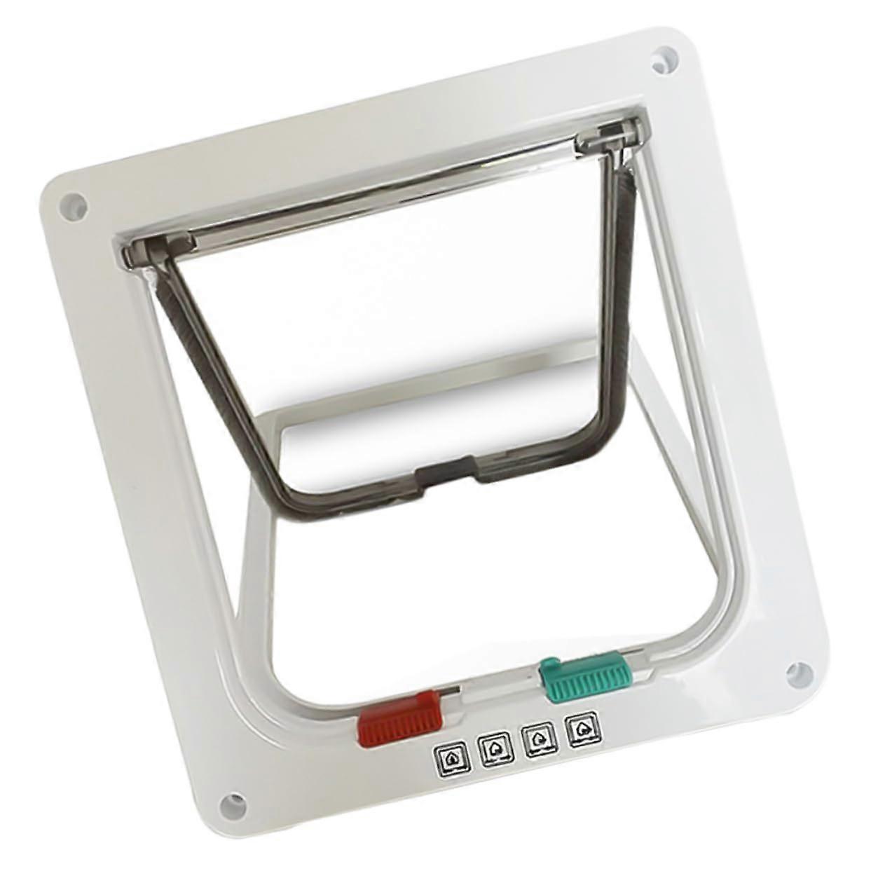 Lockable Cat Screen Door Barrier Indoor 4-Way Pet Flap with Telescopic Frame, White, Adjustable Size for Dogs and Cats