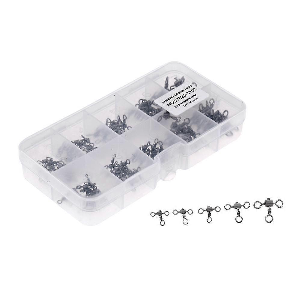100pcs/box Heavy Duty 3 Way Fishing Rolling Swivels Rig