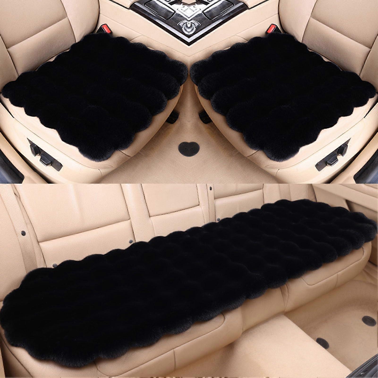 Thickened Plush Car Seat Cushion Set 3Pcs Wear Resistant Fur NonSlip Seat Covers