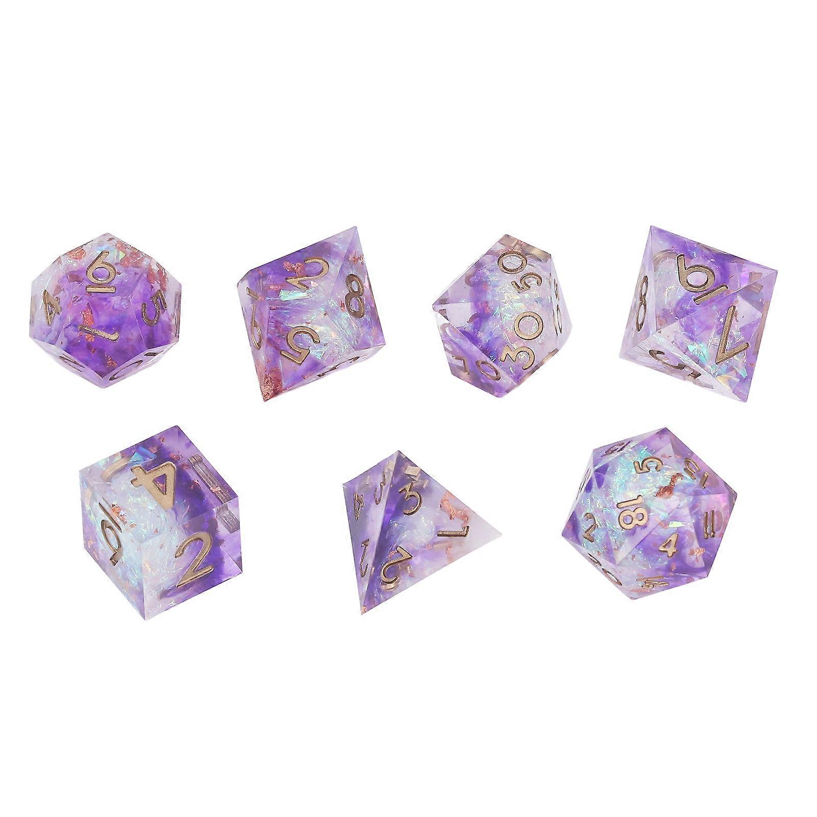 7Pcs Resin Dice Set Polyhedral Game DND Dice Clear Numbers Stable Play Familiar RPG Dice