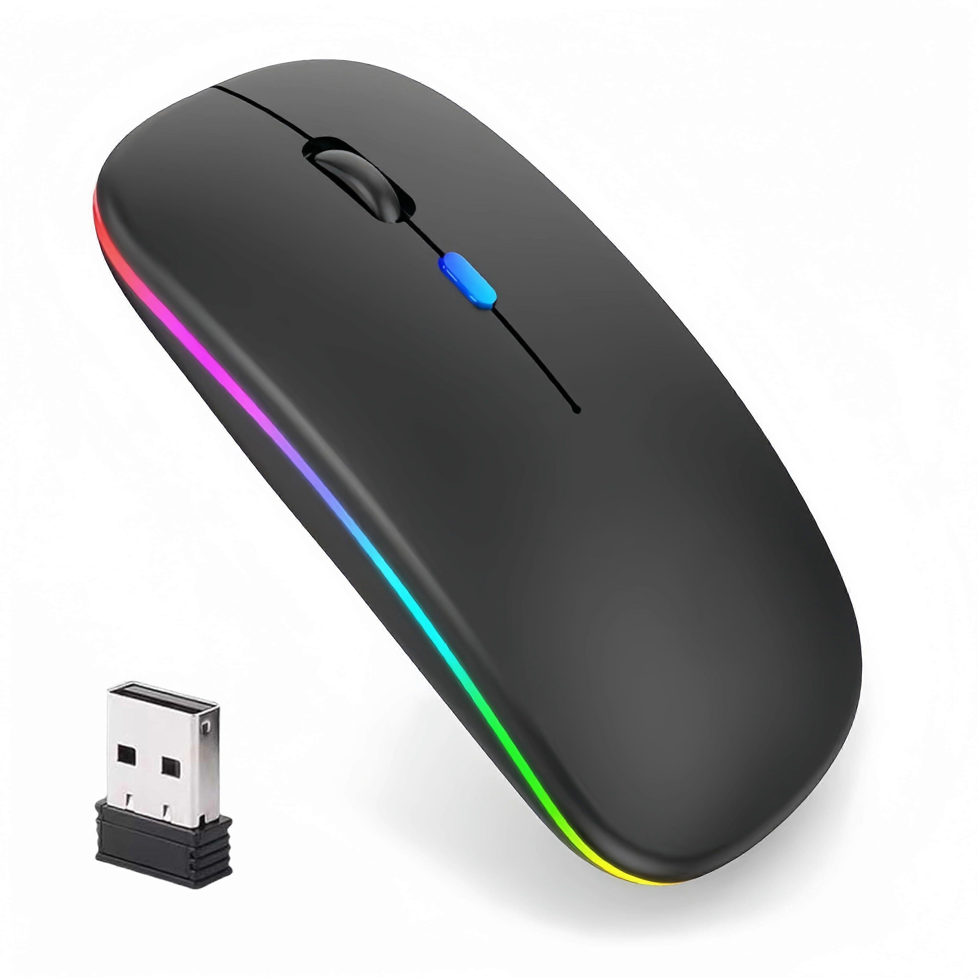 Wireless USB 2.4G Mouse LED Rechargeable Bluetooth Laptop Mouse
