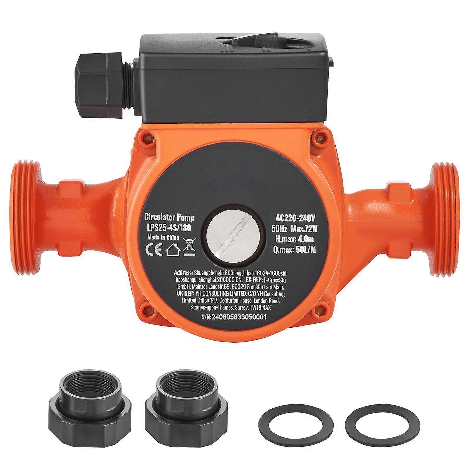 LPS25-4S-180 Pompe de recirculation d’eau chaude, 220V, 72W 50LPM, 1-1/2" filetée NPT 3 vitesses Circulateur, pour système de chauffe-eau domestique