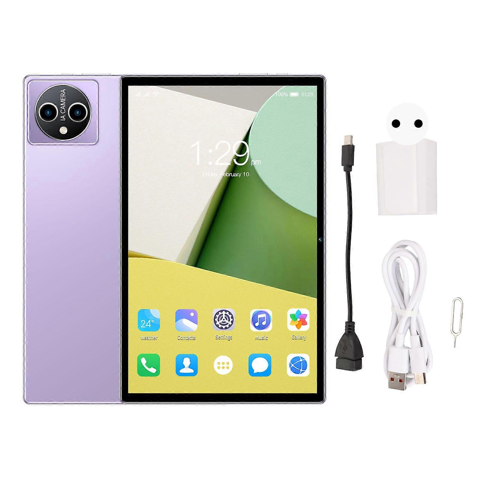 10.1 Inch Octa Core CPU 8GB RAM 256GB ROM 7000mAh 4G LTE 5G WiFi Tablet with Case for Android 12 Purple