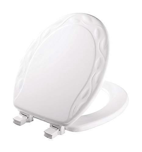 Mayfair Round White Molded Wood Toilet Seat, Never Loosens Design, Standard Size, Durable and Easy to Clean