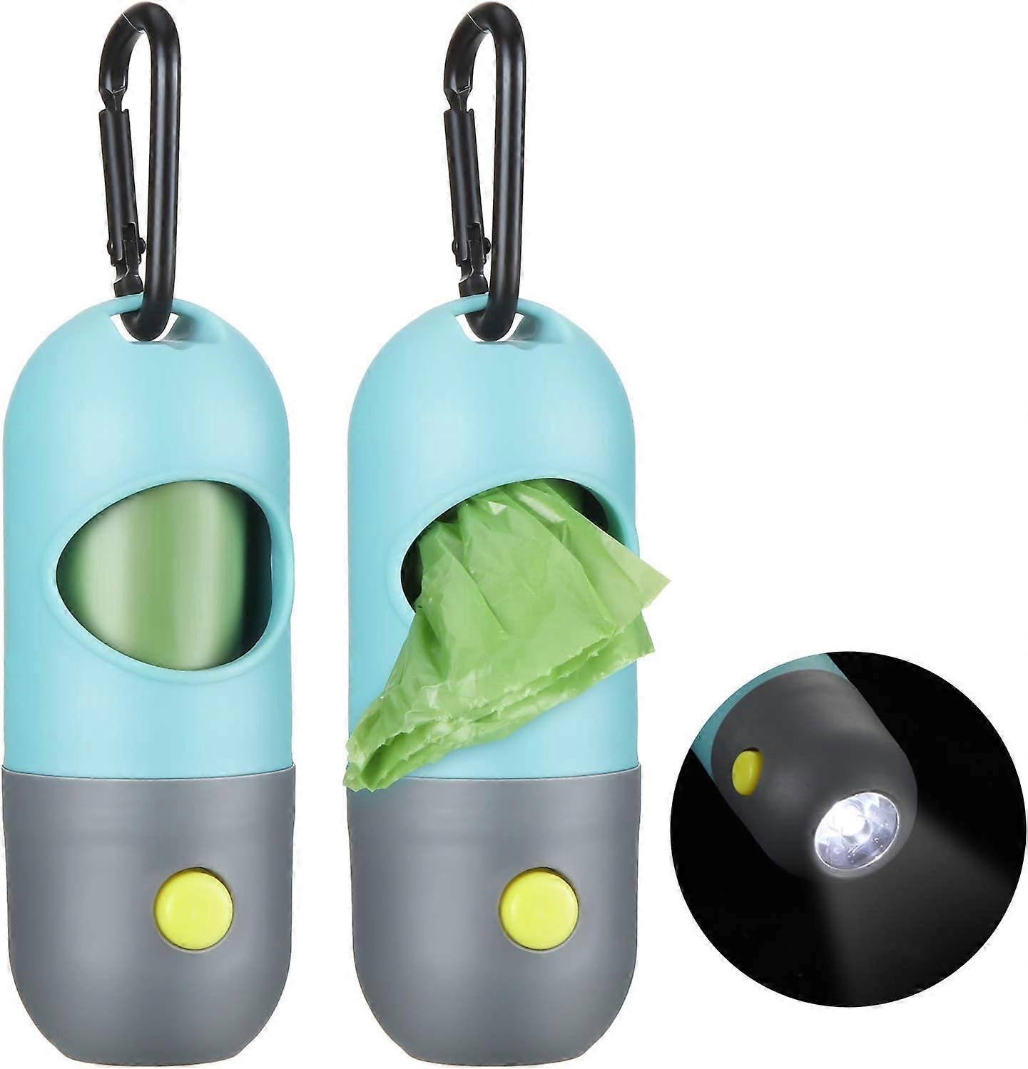 2 Pieces Dog Poop Waste Bag Holder Dispenser With Led Flashlight2 Garbage Bag Holders And 2 Garbage Bags